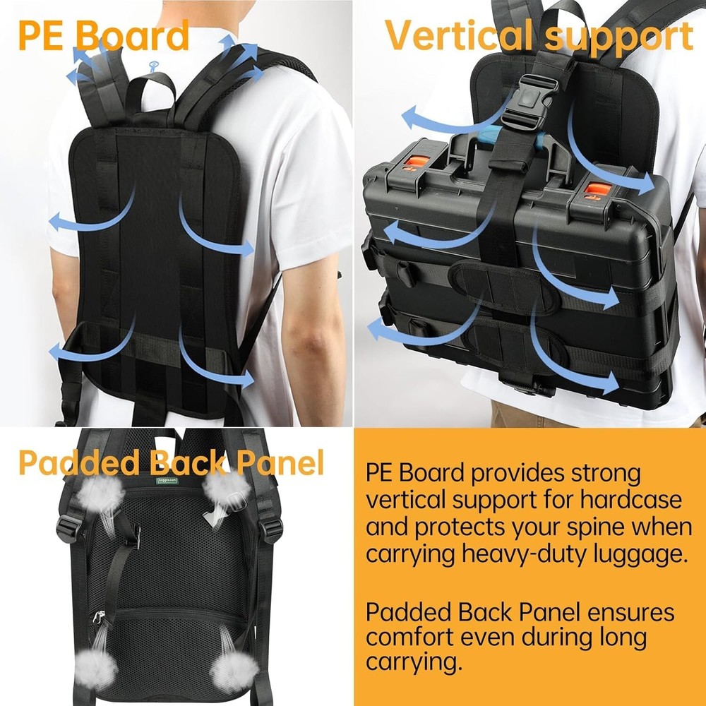 Backpack Carrying System with Strap for Carrying Hard Shell Case/Hand Luggage