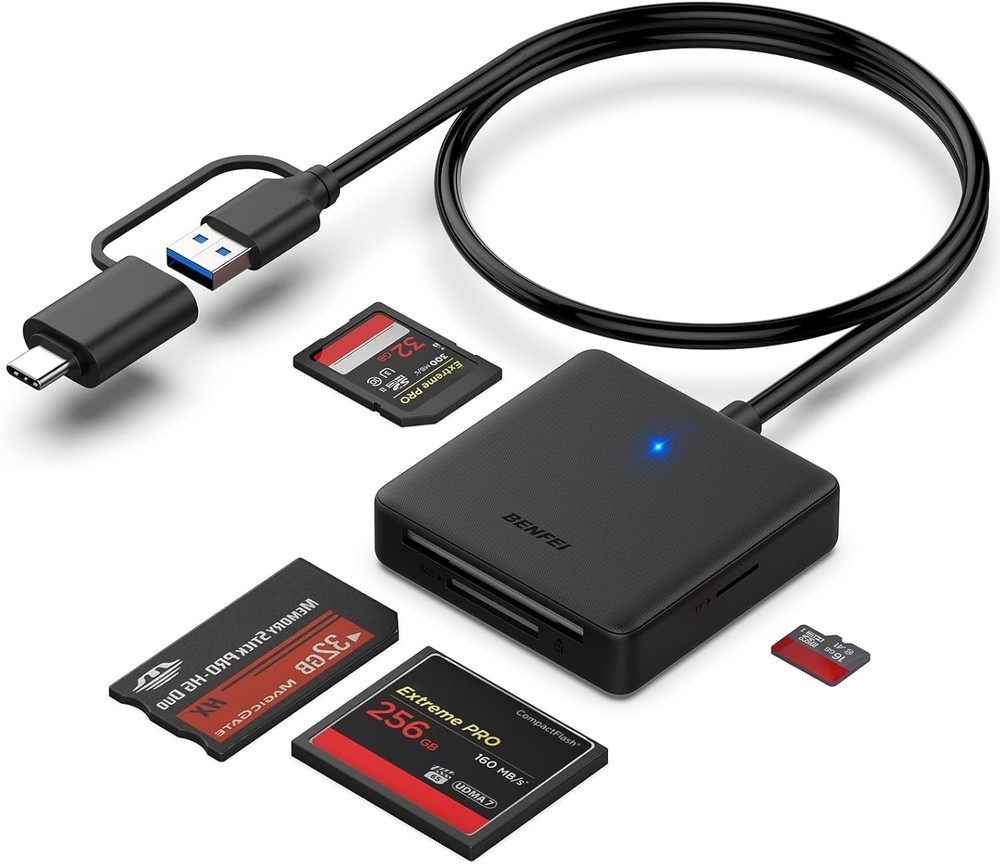 Memory Card Reader,4in1 USB 3.0 and USB-C to SD Micro SD MS CF Card Reader