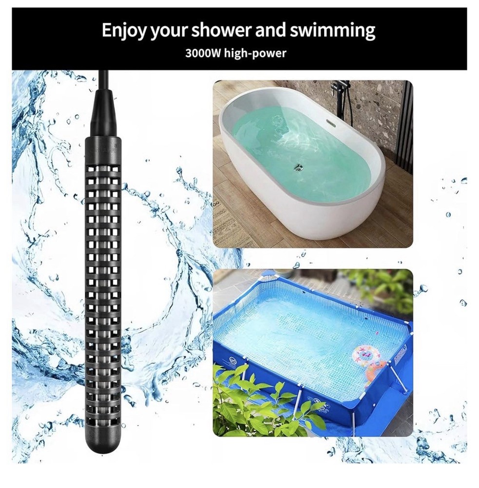 GRILLME X1 240V 3000W Bathtub & Swimming Pool Water Heater 100% Waterproof