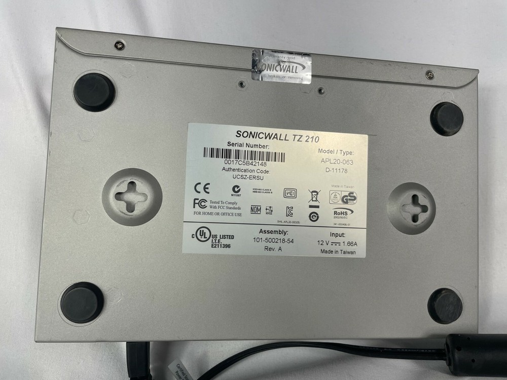 Sonicwall TZ 210 Network Security Appliance Model/Type APL20-063 D-11178