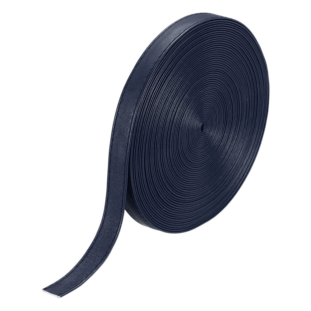 11Yard/10m Double Sided PU Leather Strap, 0.47" Wide Flat Strips, Dark Blue