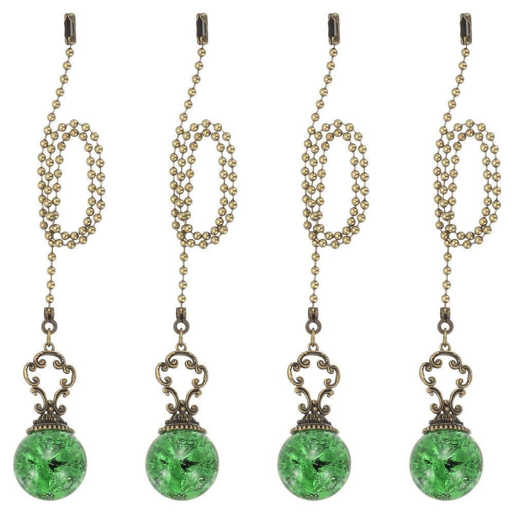 15" Ceiling Fan Pull Chain, 4 Pcs Crystal Pull Chain Fan Connector Vintage Ce...