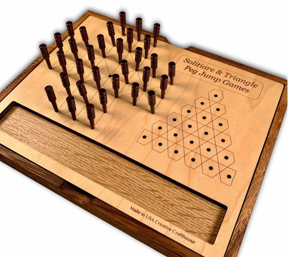 Solitaire & Triangle Peg Jump Board Games