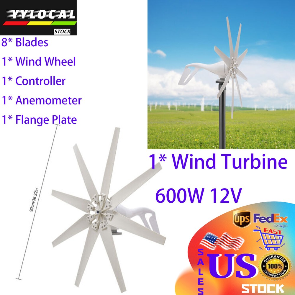 600W 8 Blades Wind Turbine Generator Kit with Charge Controller Windmill Power?