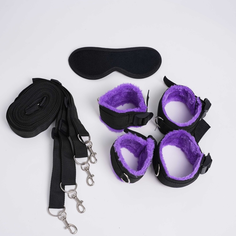 Bondage Set Tie on Bed Restraints Straps Cuffs Patch Couples Blindfold BDSM Play