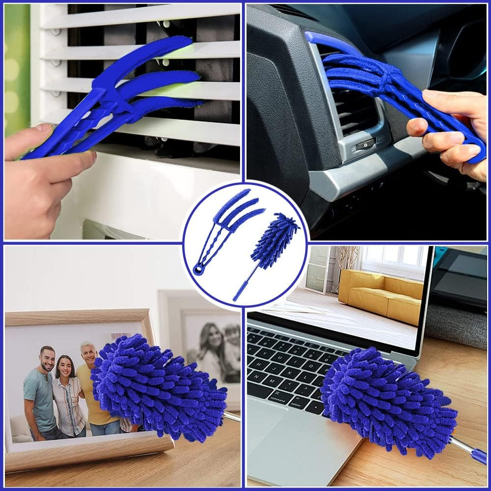 8PCS Microfiber Feather Dusters 100" Telescoping Pole Washable Flexible[1][2]