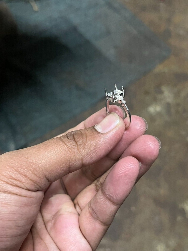 Emerald Cut 8x6MM Semi Mount Ring, 925 Silver 8x6 Semi Mount Ring Blank Ring