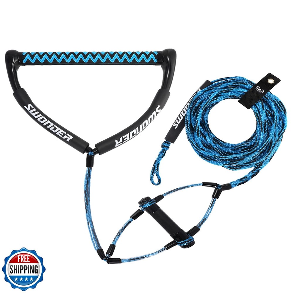 Swonder Wakeboard Rope 75ft - Water Ski Rope with Double Handle - 4 Sections