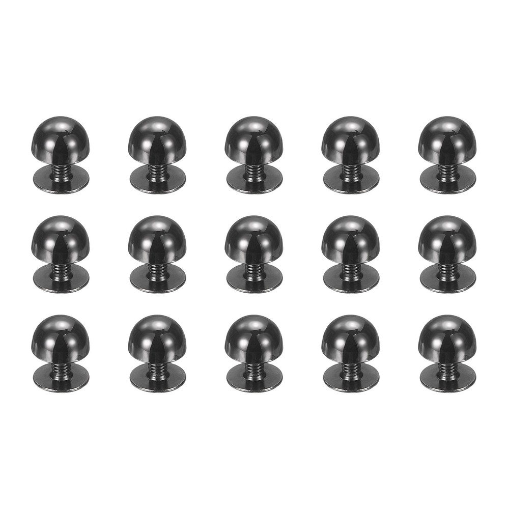 15 Pcs Round Studs Rivets, 8mm Metal Decoration Screw Back Studs, Black