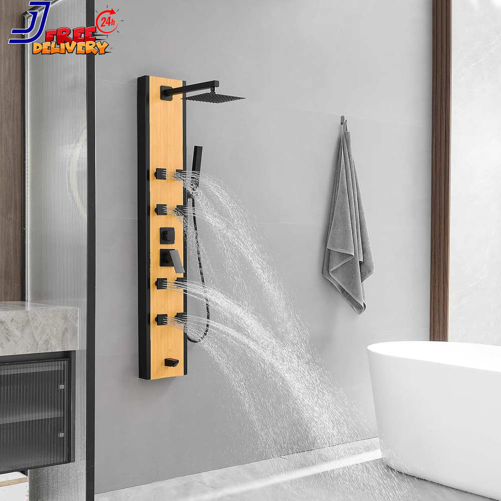 Stainless Steel Shower Panel Tower System 8 Jets Multi-Function Shower Panel Sys