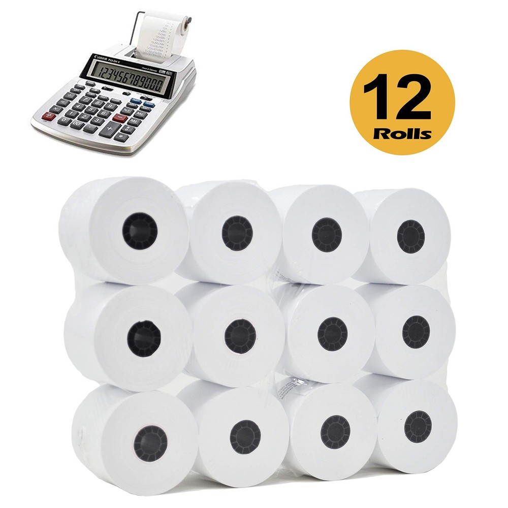 (12 Rolls) 2 1/4 x 150 ft White Adding Machine Tape Paper Rolls Premium One P...