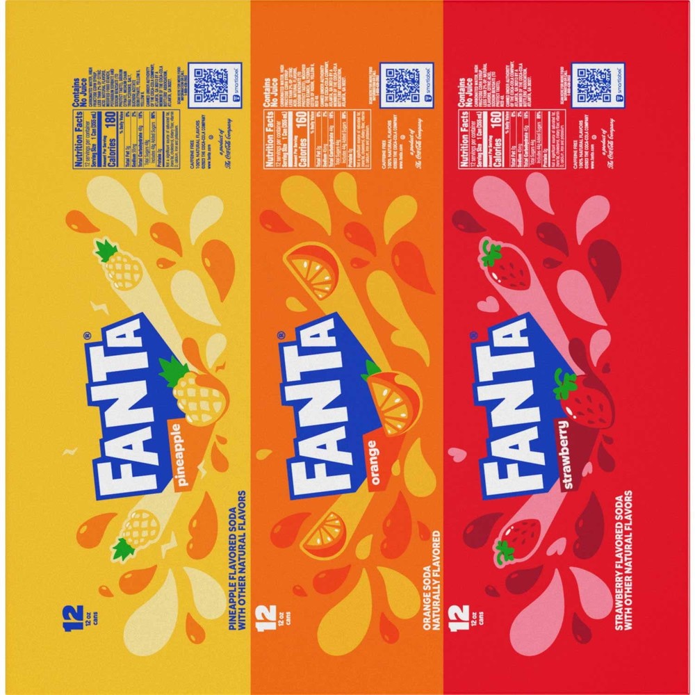Fanta Variety Pack Soda Cans 12 oz 36 Pack Assorted Flavors Soft Drinks