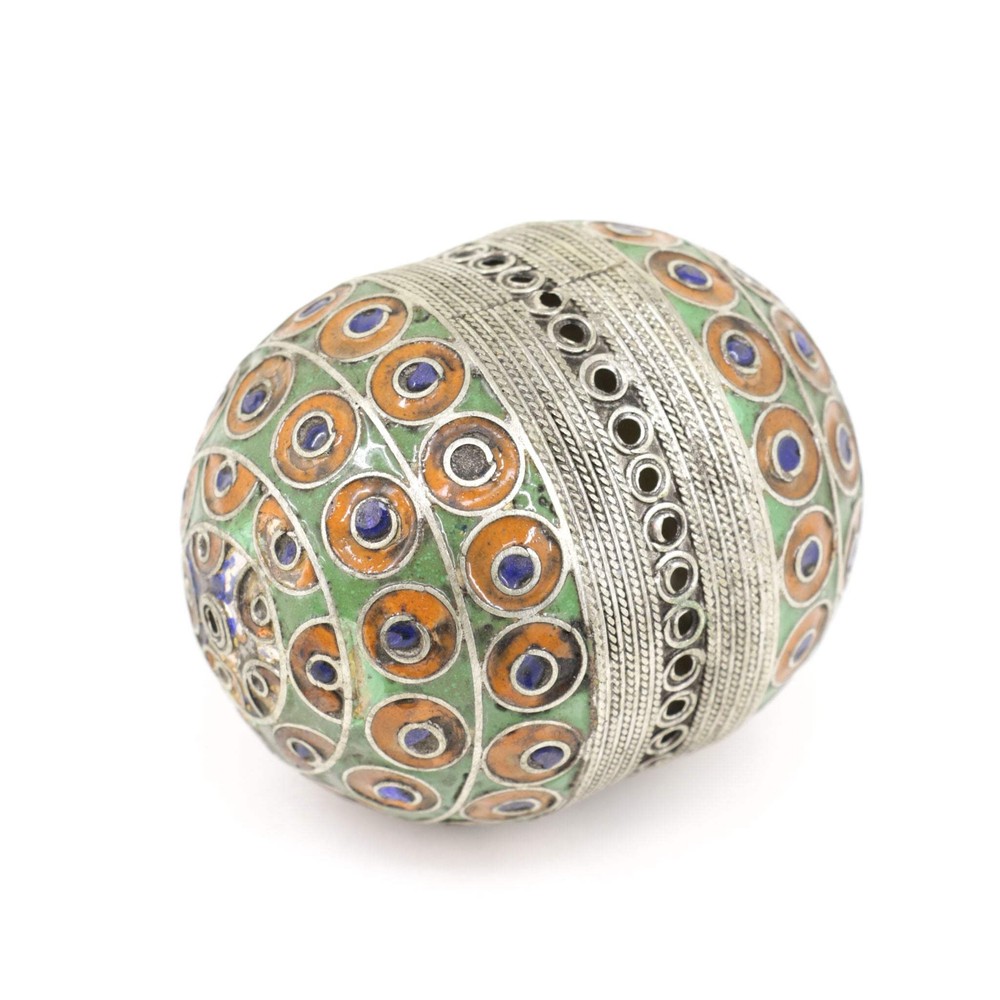 Large Moroccan Loose Bead Green Blue Orange
