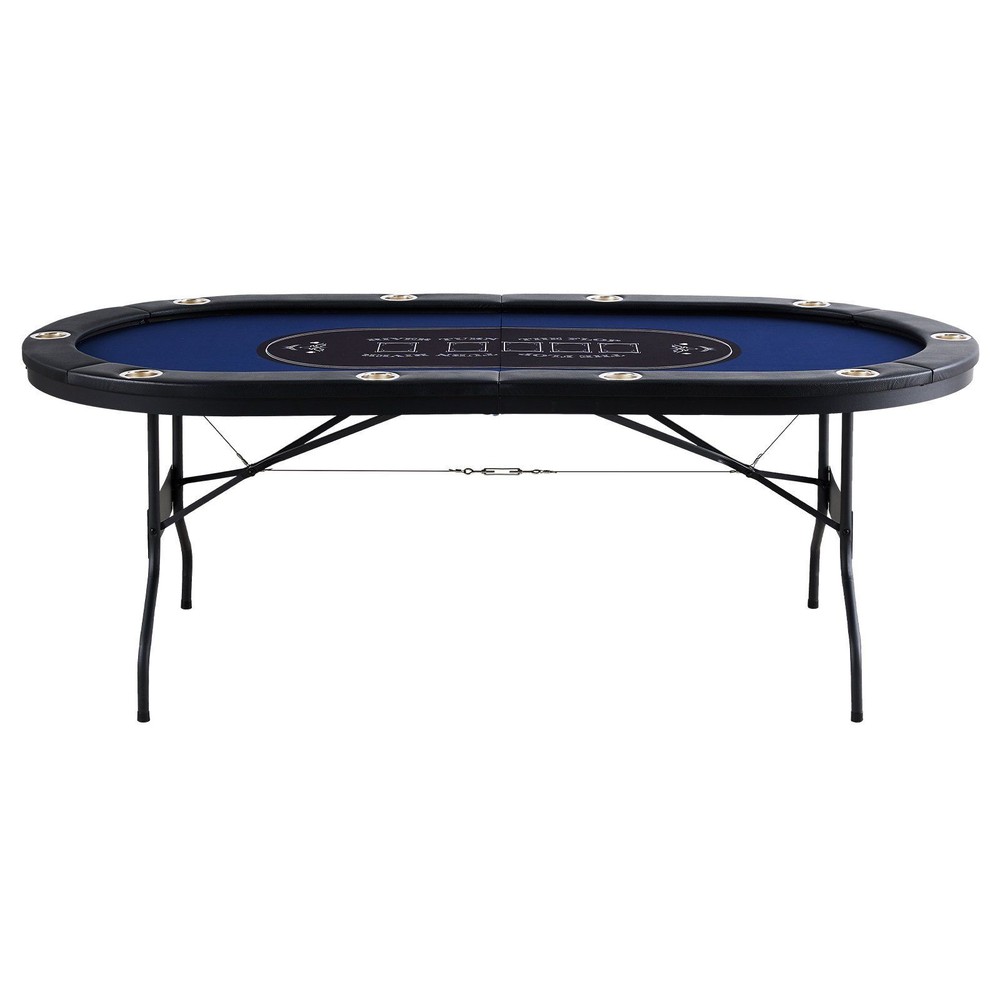 84" Portable 10 Player Folding Card Board Game Table Padded Rails & Cup Holders