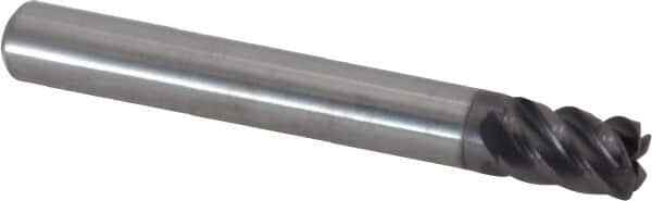 Accupro 1/4" Diam 5 Flute Single End Solid Carbide 0.03" Corner Radius End Mi...