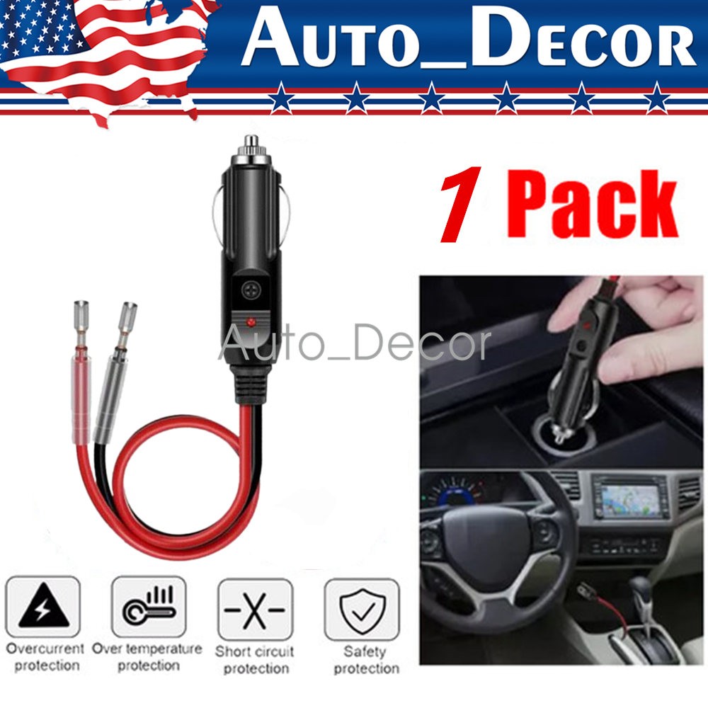12V ~ 24V Fused Male Car Cigarette Lighter Socket Plug Connector Cable
