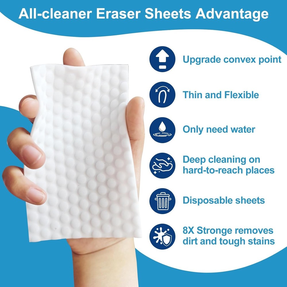52 PCS Magic Sponge Eraser Sheets,Upgrade Convex Point Melamine White