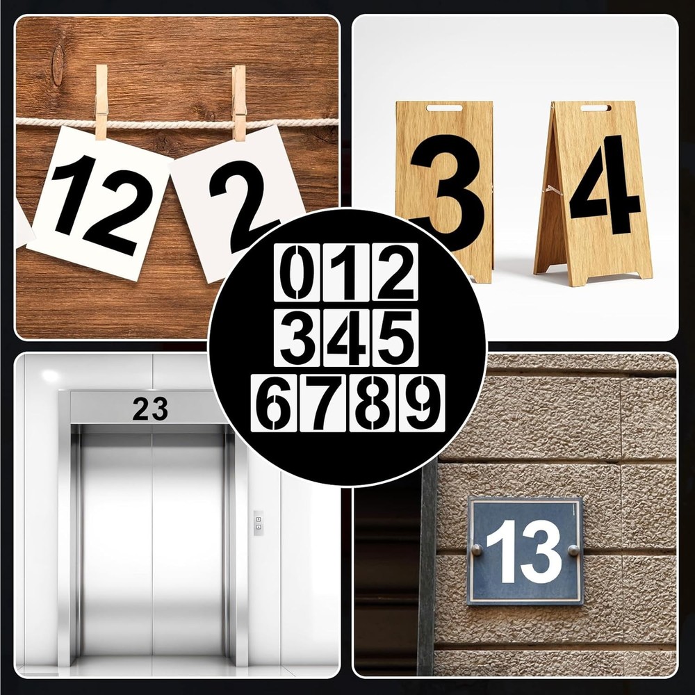 6 Inch 0-9 Number Stencils Set Reusable Plastic 6