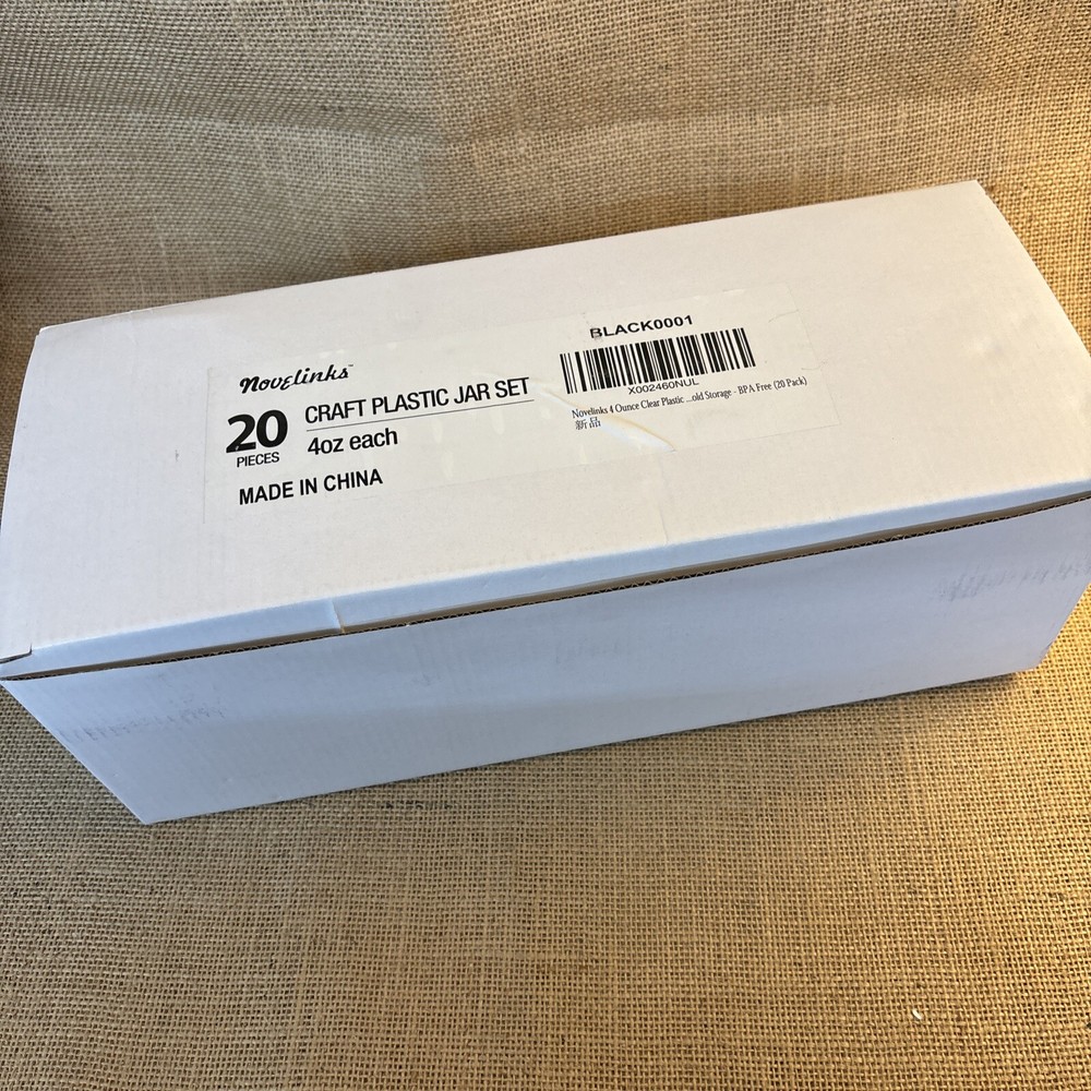 4oz Clear Plastic Jars with black Lids & Labels ( 20 Pack)