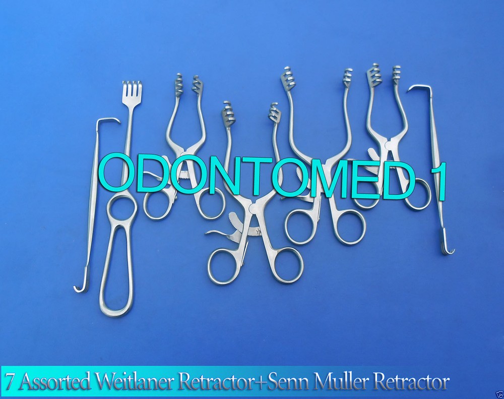 7 Pc Assorted Weitlaner Retractor+Senn Muller Retr+Volkman Retractor Sharp+Blunt
