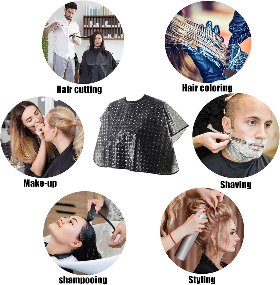 Adjustable Waterproof Hair Coloring Cape - Lightweight Black Styling Tool