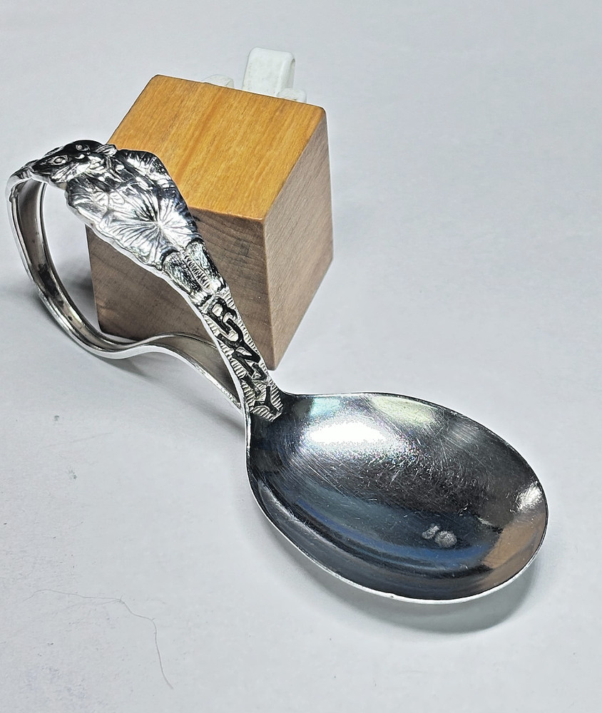 Sterling Silver Bunny Baby Spoon Curved Handle 17.5g