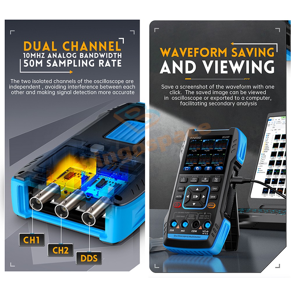FNIRSI 2C23T Handheld Digital Oscilloscope Multimeter Function Signal Generator