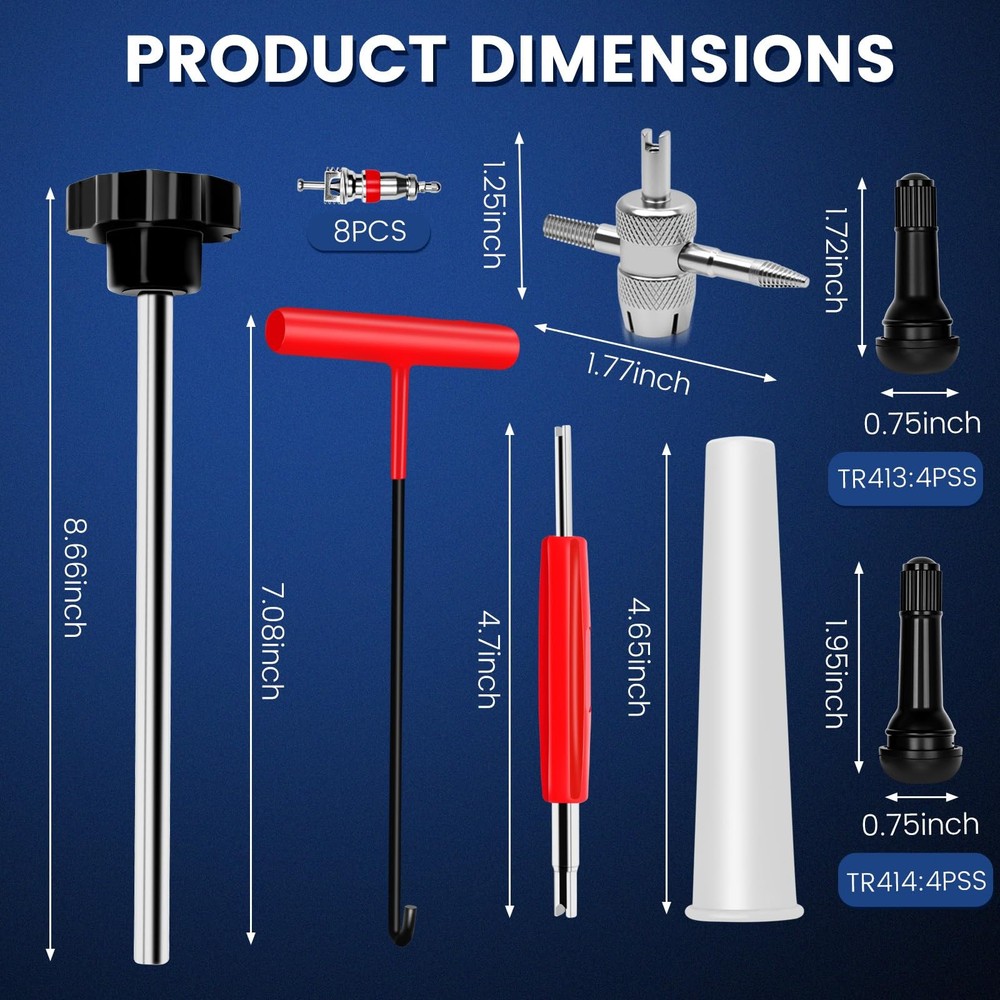 22PCS Tire Valve Stem Tool–Quick Change Installer Kit with TR413/TR414...