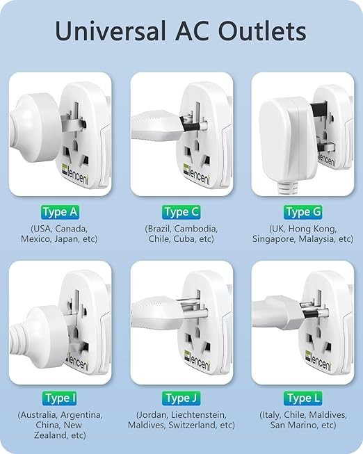 🔥New 2 Pack🔥 Lencent 830US World to US Plug Adapter