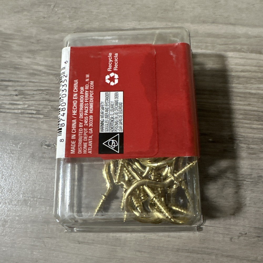 50-Pack Everbilt 1 inch Brass Plated Cup Hooks