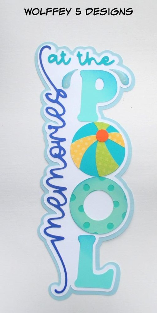 CRAFTECAFE POOL KID TITLE premade paper piecing scrapbook  DIECUT piece  3D