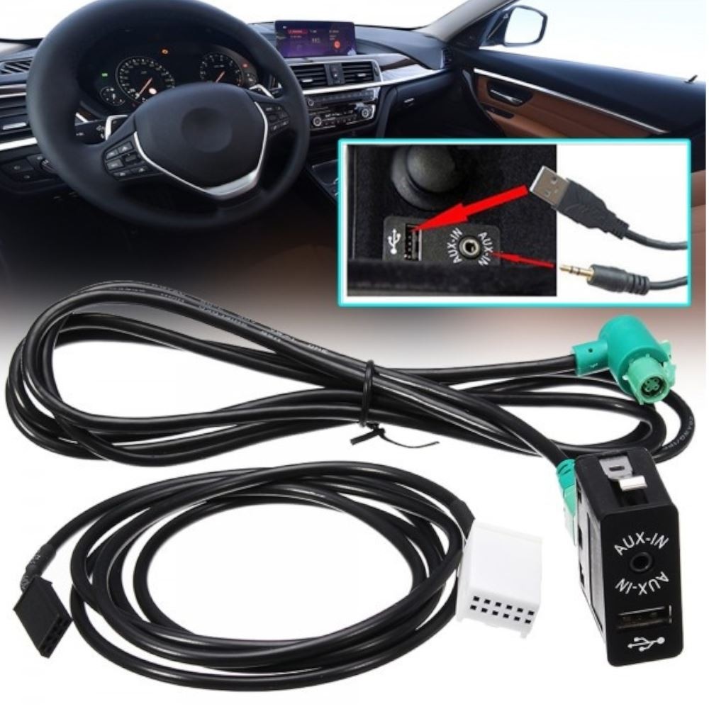USB AUX Port Switch Cable For BMW 1 3 Series X1 E81 E87 E88 E82 E90 E91 E92