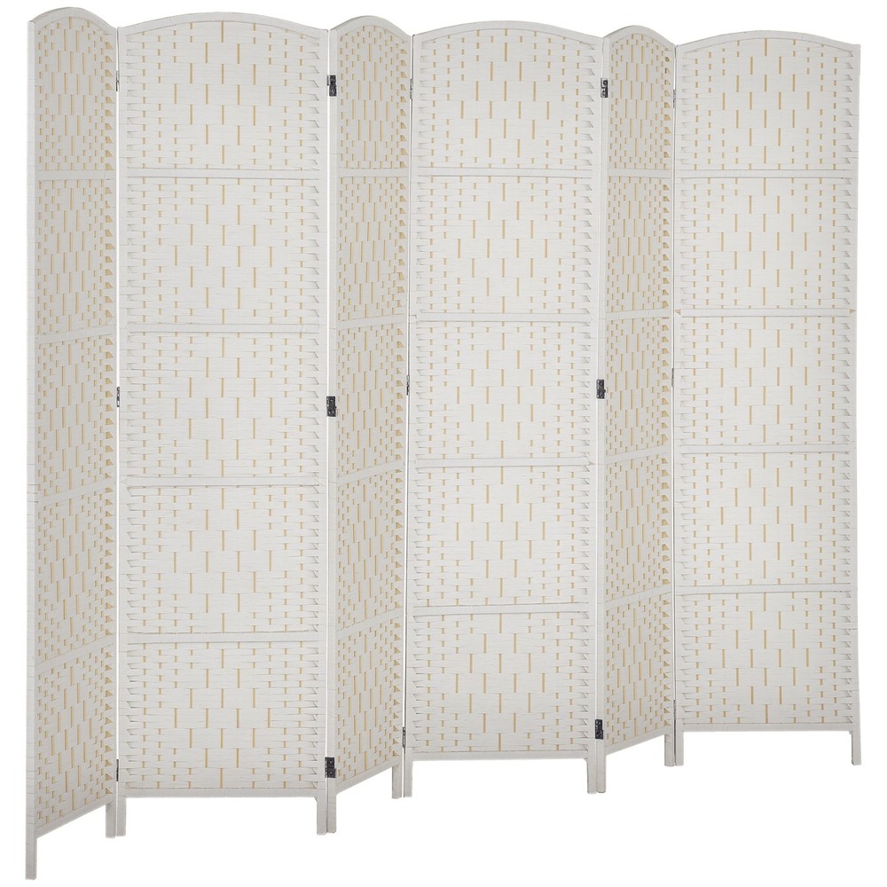 6 Panel Folding Privacy Screen, 6FT Partition Wall Divider, White