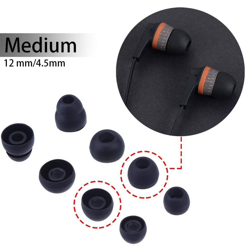 Blacell 20 Pcs Medium Silicone Earbud Cap Tip Cover medium, black,white