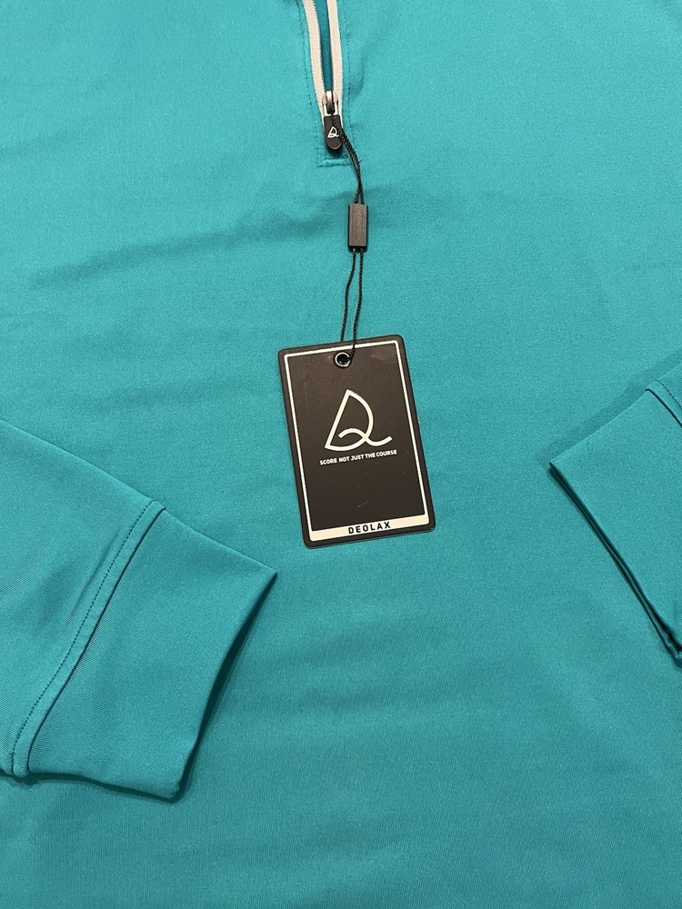 DEOLAX Golf 1/4 Zip Mens 2XL Turquoise Pullover Performance Stretch Comfort NWT