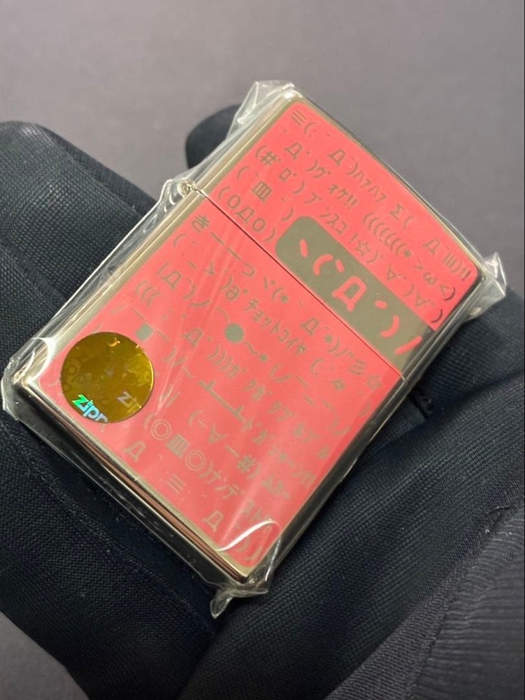 Zippo Emoticons Red Silver One Sided Processing Oil Lighter Regular Japan