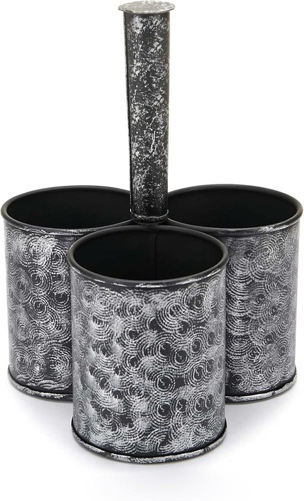 Mind Reader 3-Compartment Metal Organizer Caddy with Handle, Multi-Purpose Stora