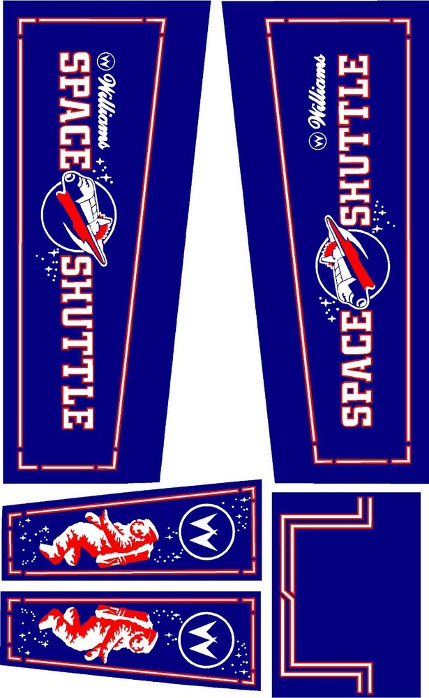 Williams SPACE SHUTTLE Pinball Machine CABINET Decal Set