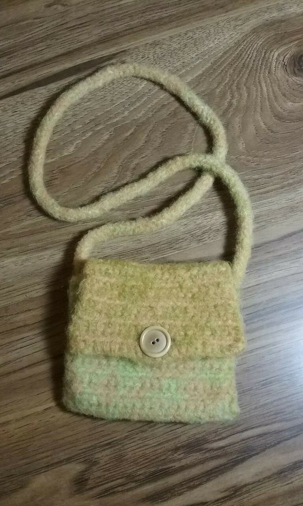 Vintage Hippy Shoulder Purse Handmade Pure Wool Retro