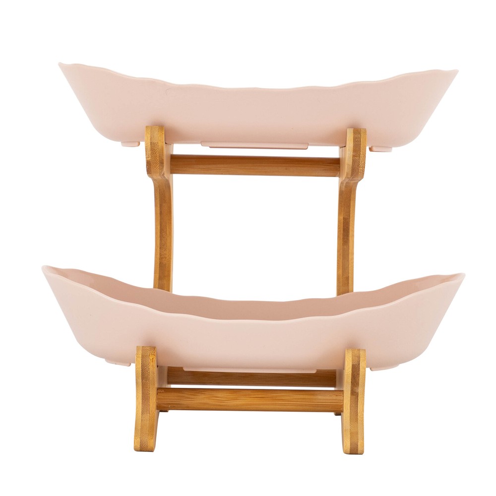 2 Tier Fruit Bowl, Fruit Basket Stand, Fruit Serving Tray Beige US~