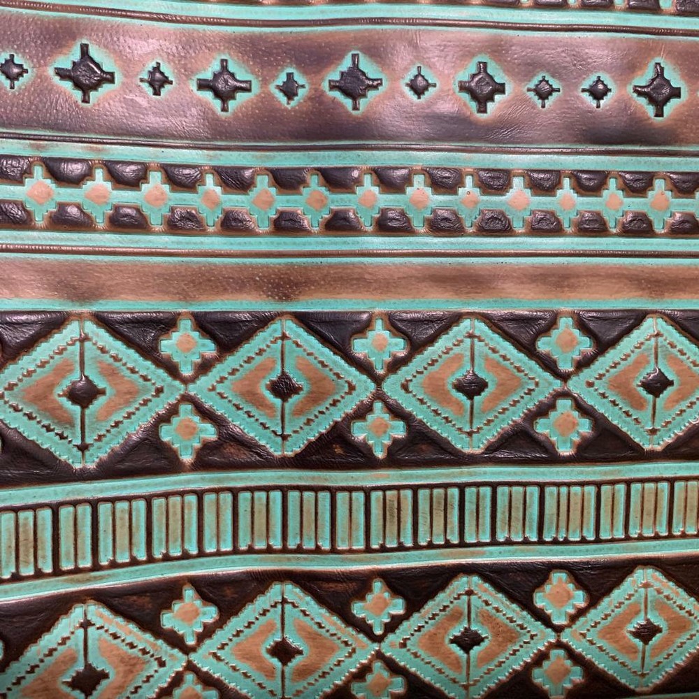 Embossed Leather Navajo Turquoise, Custom Cuts, Leatherworking, Leather Sheets