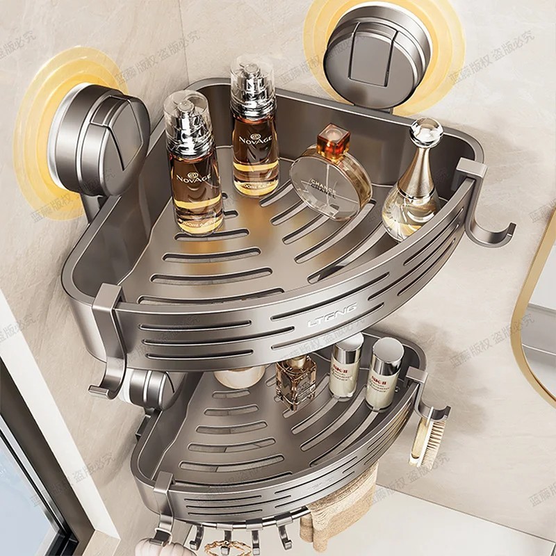 Space-Saving Suction Cup Bathroom Shelf - No Drilling Required