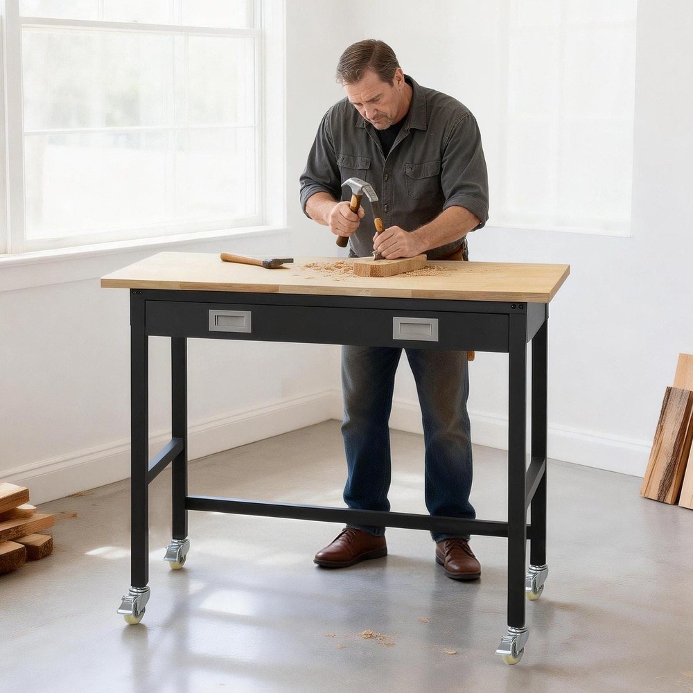 48-inch Workbench, 1500 lbs Load Capacity, Garage Workbench with Drawer Storage