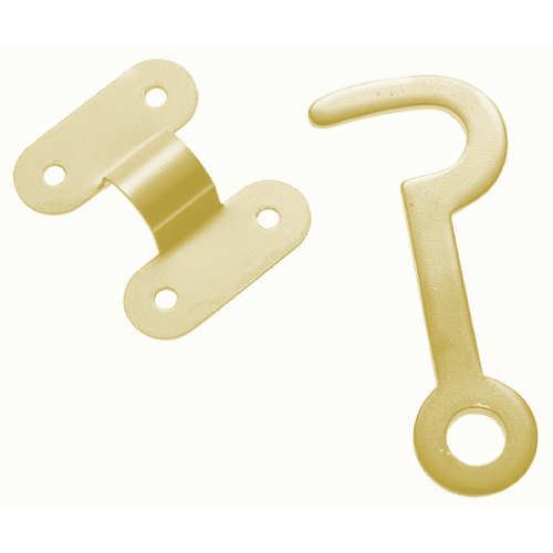 Box Hook & Staple in Solid Brass w/ Screws - 1 1/2" x 3/4"