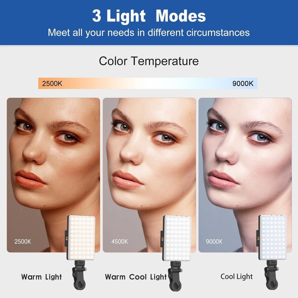 Selfie Light, Phone Light with Front & Back Clip, 60 LED Portable Light ..