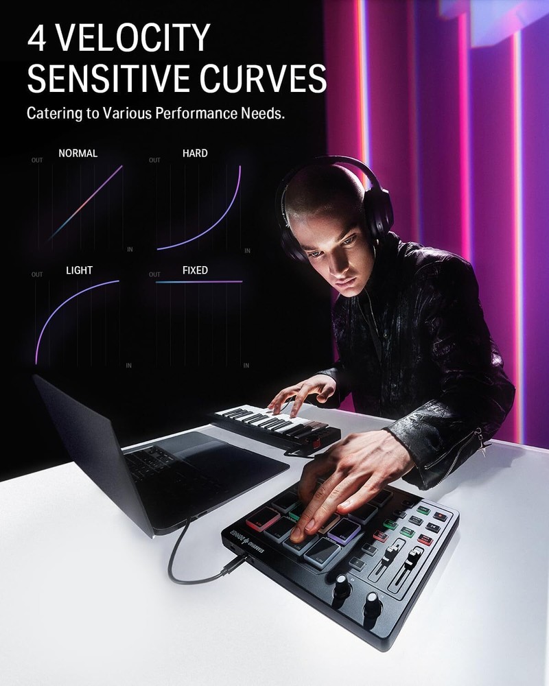 Donner Starrypad MIDI Controller Pad Beat Maker Machine 16 Pad 2 Fader & Knobs