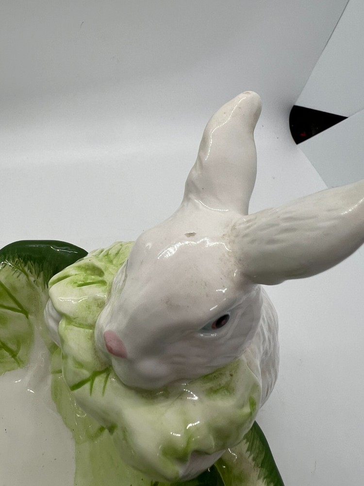 Department 56 EASTER Bunny Rabbit Cabbage Dish SPRING GREEN dept easter