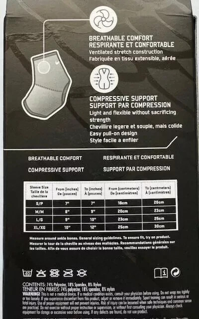 Nike Ankle Sleeve Adult Small Black Compressive Support