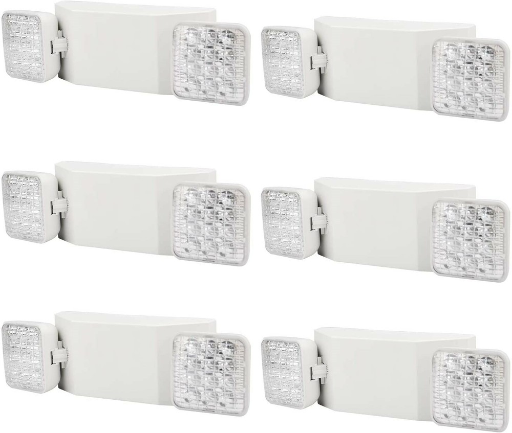 6 Pack LED Emergency Exit Light Adjustable 2 Head With Battery Back-up UL 924