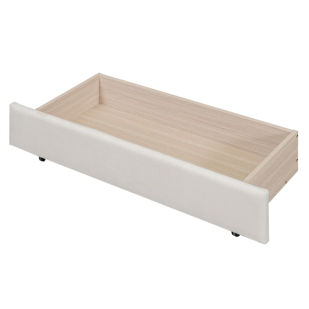 Full Size Daybed Upholstered Bed Frame Sofa Bed with 2 Storage Drawer Beige